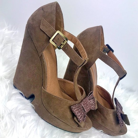 CROWN VINTAGE Platform Wedges, Brown, Size 8M - Picture 2 of 8